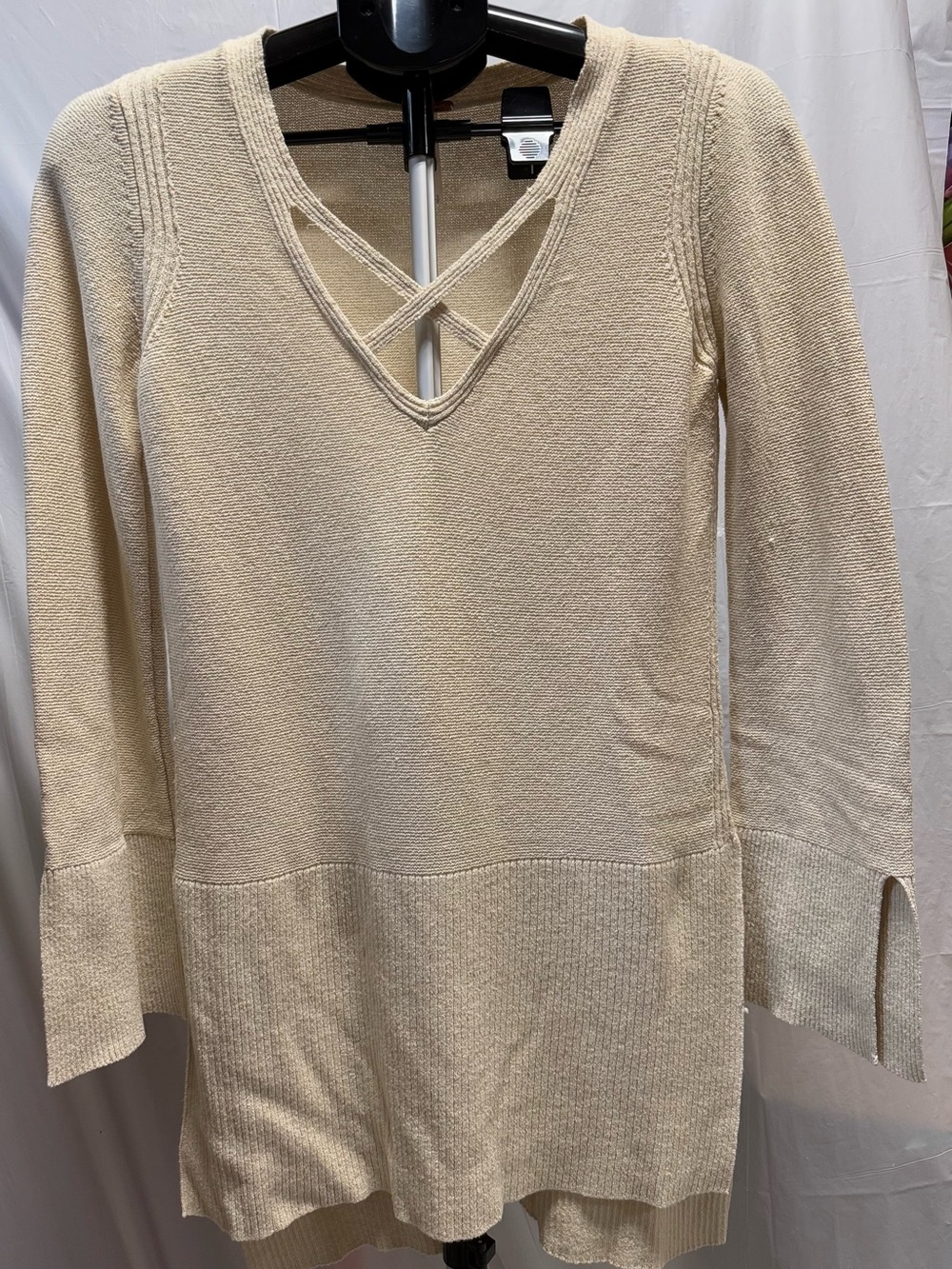 Free People Criss Cross Tunic Sweater Cream Oatmeal Size Small